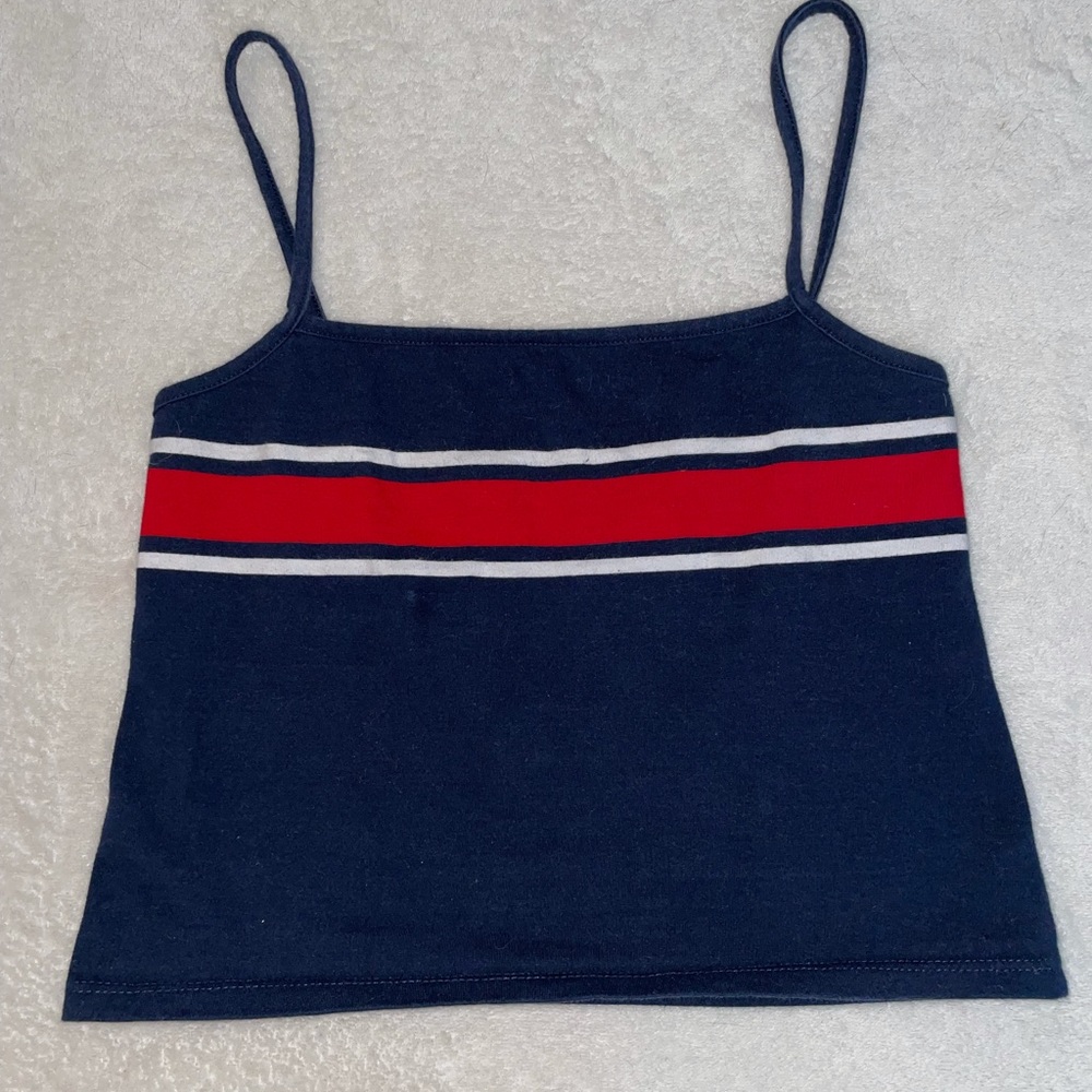 Navy & Red Crop Tank Spaghetti Straps